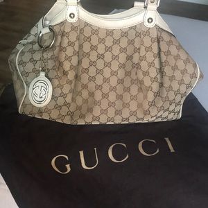 Authentic Gucci medium canvas Sukey tote